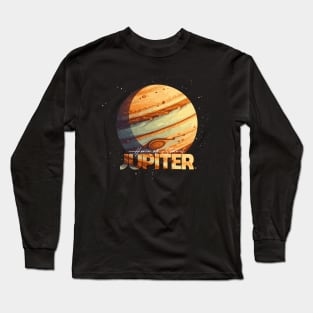 Jupiter Planet Logo, Space Cosmos Solar System Art Long Sleeve T-Shirt